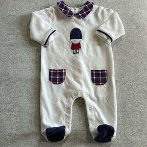 Mayoral Baby Festive Plaid Velour Footed One-Piece